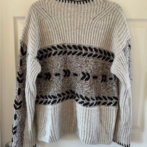 Rails Black and Cream Cowl Neck Sweater with Geometric Patterns